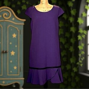 Karl Lagerfeld Paris Dark Purple Short Sleeve Dress 14P